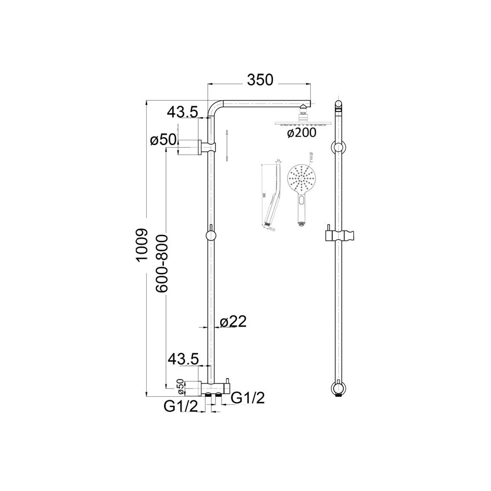 Mica Dual Shower Rail | RetroFit gallery detail image