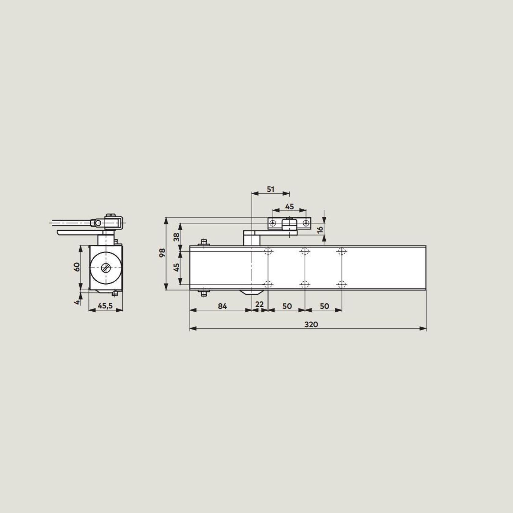 Dorma TS73EMF EN4 Door Closer Electro Magnetic Hold Open Body Only 53010101 gallery detail image