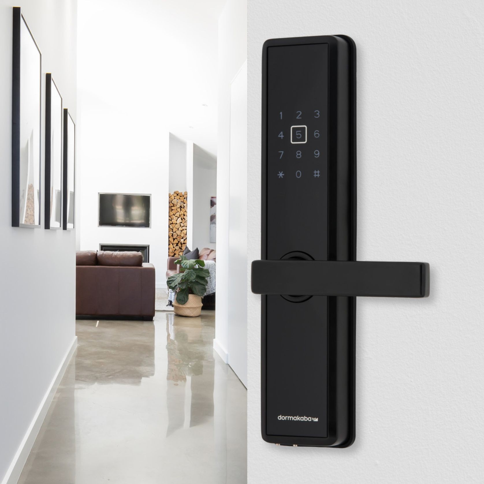 Dormakaba M5 Digital Smart Door Lock Matt Nickel with Black Silver Trim DKM5BLENIB gallery detail image