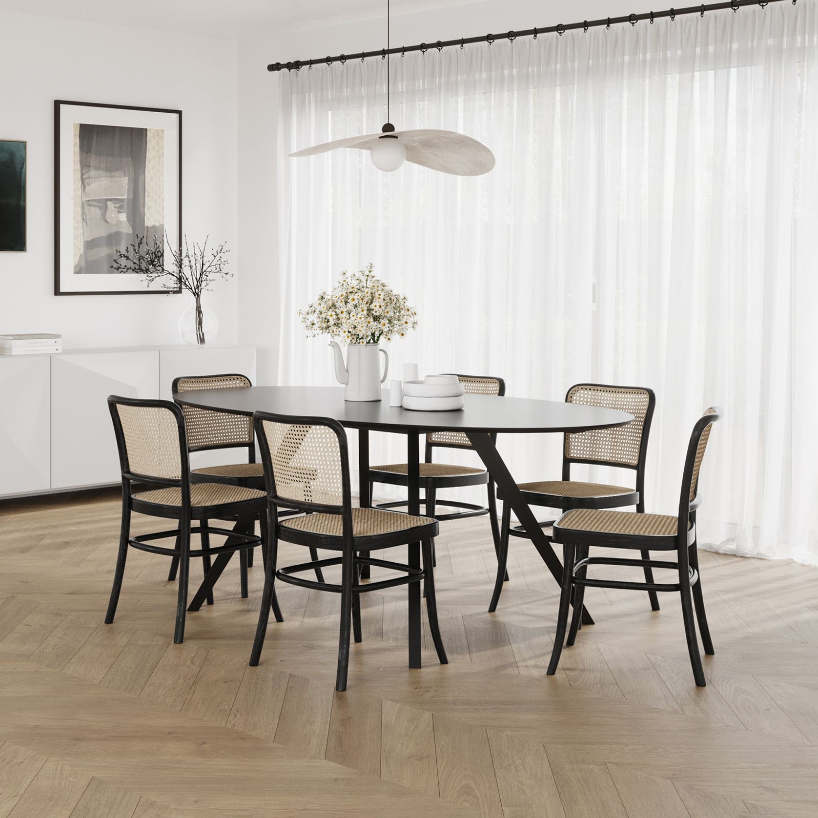 Carol Oval Dining Table | Black Oak gallery detail image