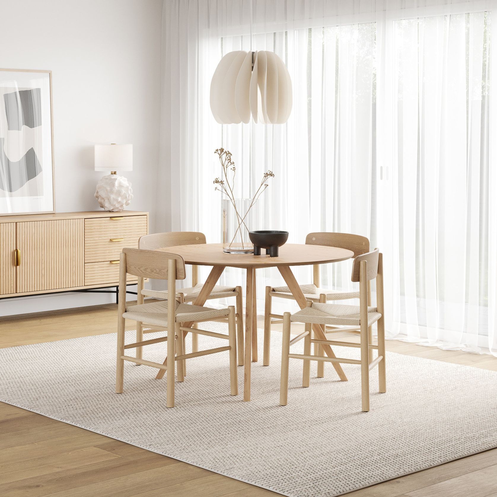 Milari Round Dining Table | Natural Oak gallery detail image