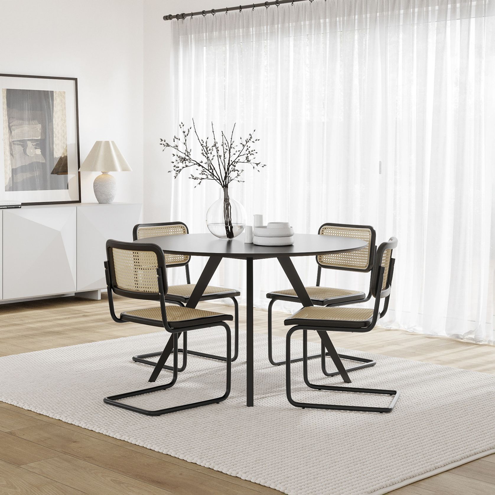 Milari Round Dining Table | Black Oak gallery detail image