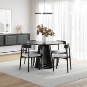Pedie 120cm Round Pedestal Slat Dining Table | Black Teak gallery detail image