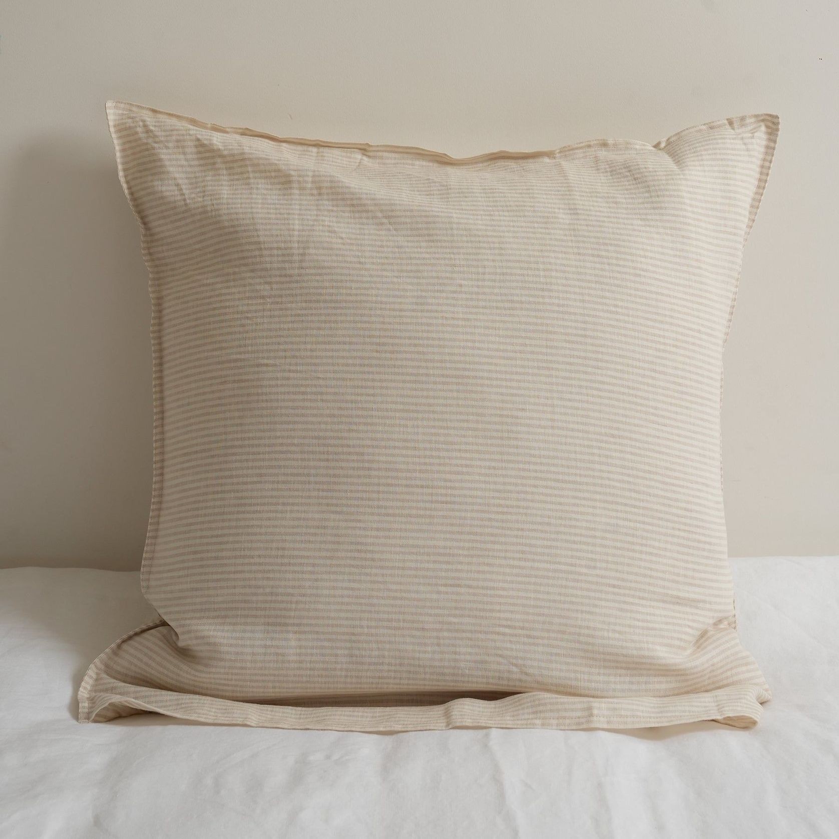 100% French Flax Linen Euro Pillowcase - Sand Stripe gallery detail image