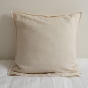 100% French Flax Linen Euro Pillowcase - Sand Stripe gallery detail image