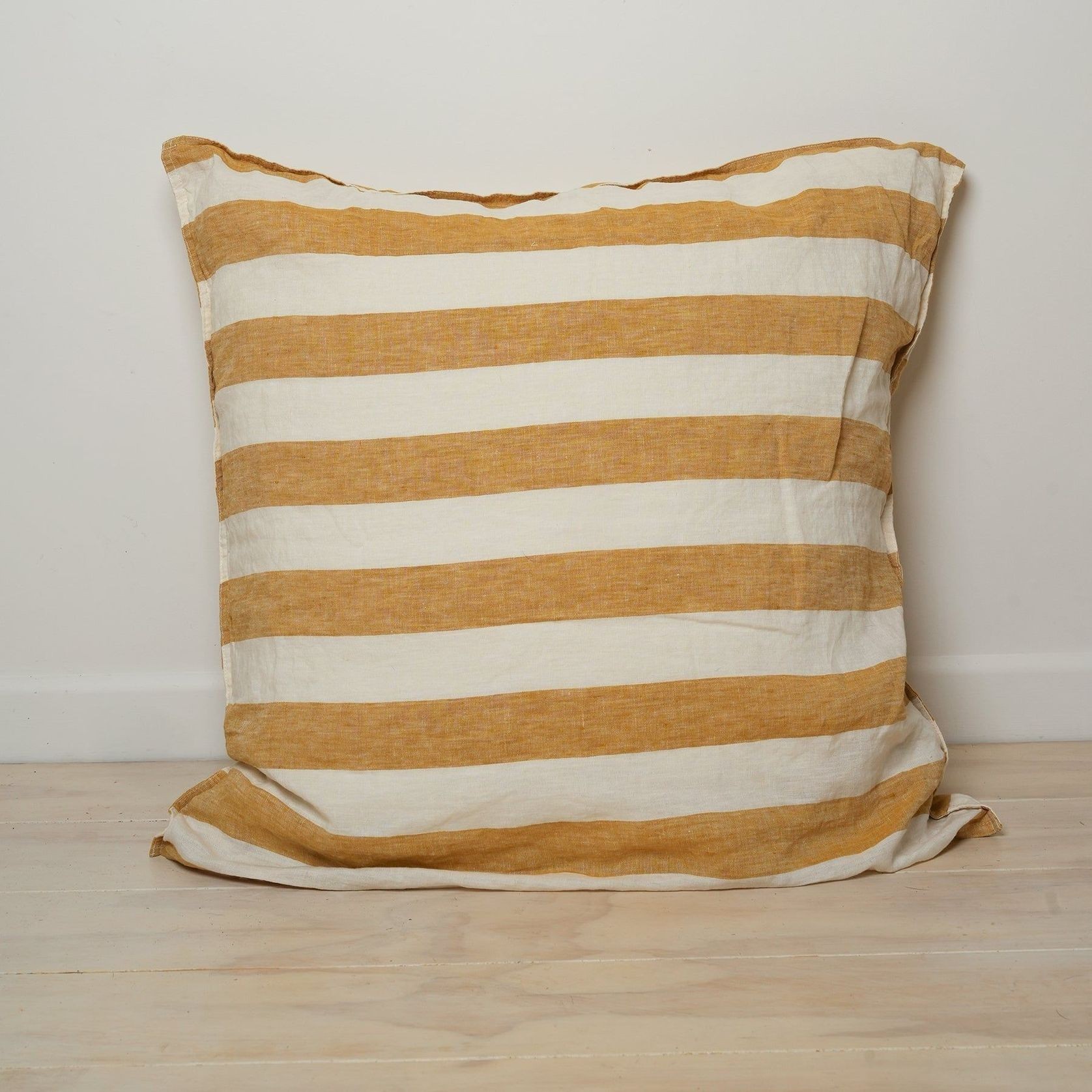 100% French Flax Linen Pillowcase- Sunflower Stripe gallery detail image