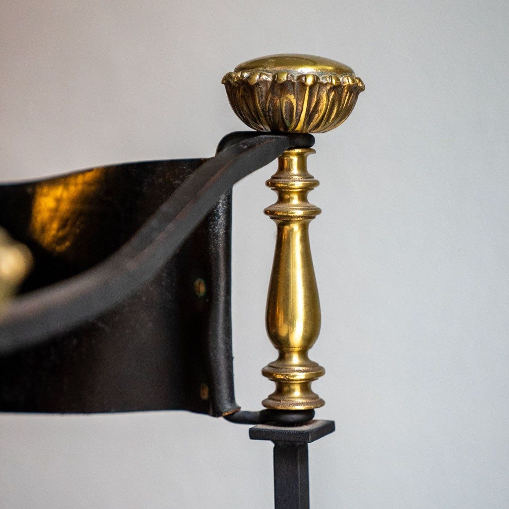 Wrought Iron & Brass Savonarola Armchair, Italian gallery detail image