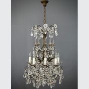 Italian Blackened Iron And Crystal Chandelier C.1950. gallery detail image