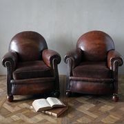 Vintage French Leather Club Chairs (Pair) gallery detail image