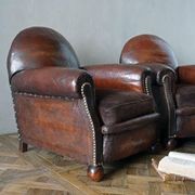 Vintage French Leather Club Chairs (Pair) gallery detail image