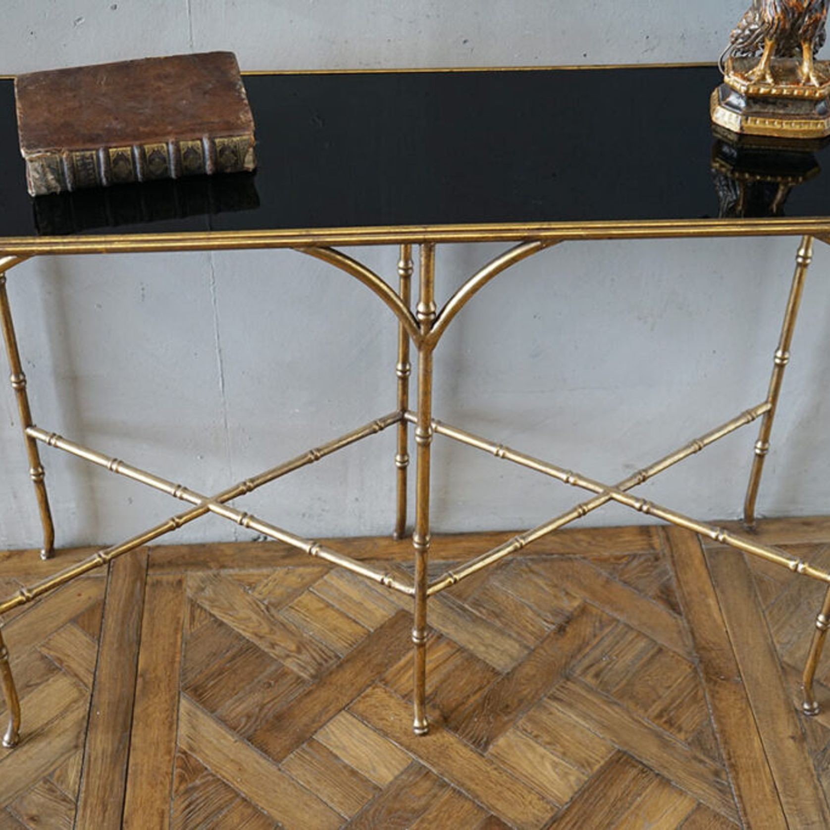 Gilded Iron Faux Bamboo Console gallery detail image