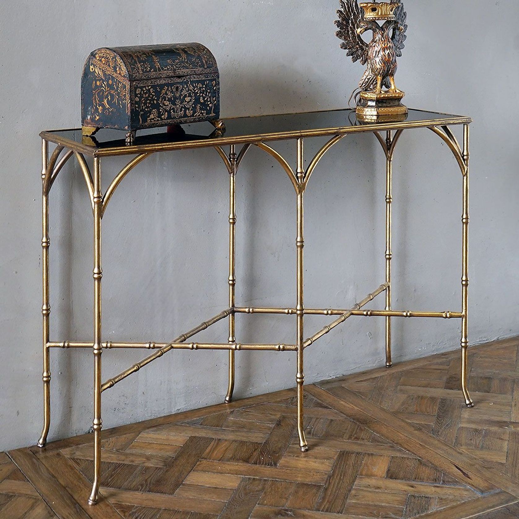 Gilded Iron Faux Bamboo Console gallery detail image