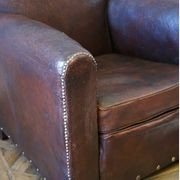 Vintage French Leather Club Chairs (Pair) gallery detail image