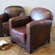 Vintage French Leather Club Chairs (Pair) gallery detail image