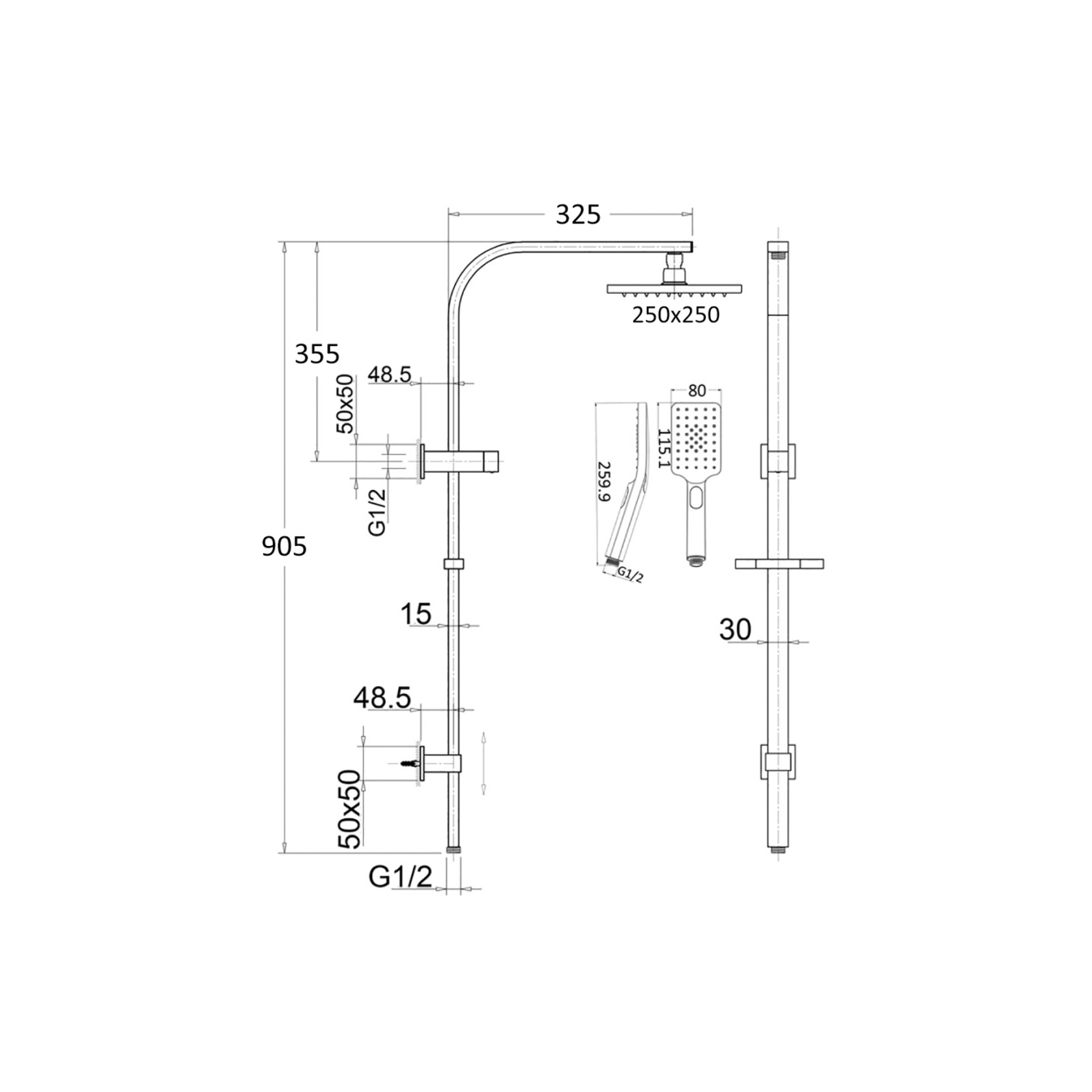 Cresta Dual Shower Rail gallery detail image