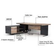 DAXTON Executive Desk with Right Return 2.4M - Warm Oak & Black gallery detail image