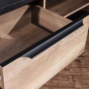 LARKIN Executive Desk with Left Return 2.4M - Warm Oak & Black gallery detail image