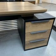 PHOENIX Executive Desk with Left Return 2.2M - Warm Oak & Black gallery detail image