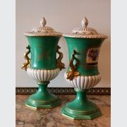 Pair of Antique German Dresden Porcelain Urns gallery detail image