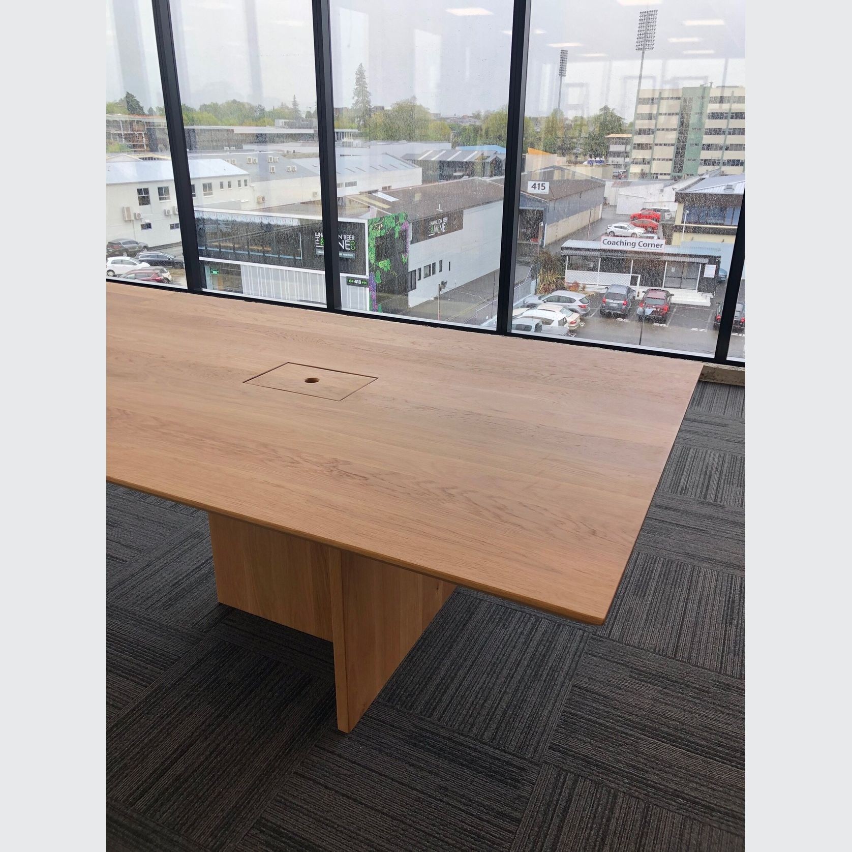Double T Oak Boardroom Table gallery detail image