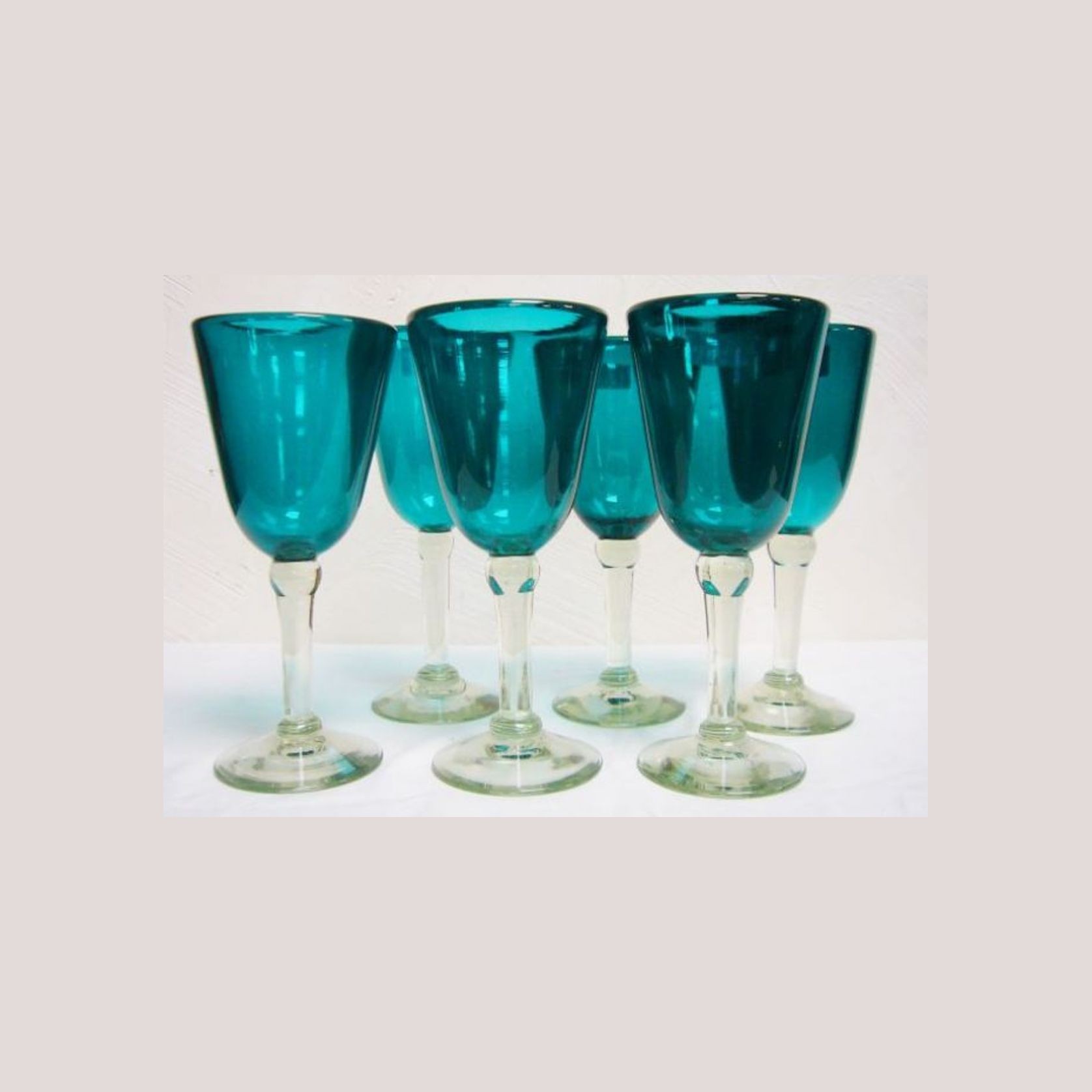 Teal Wine Glass Vino Blanca gallery detail image