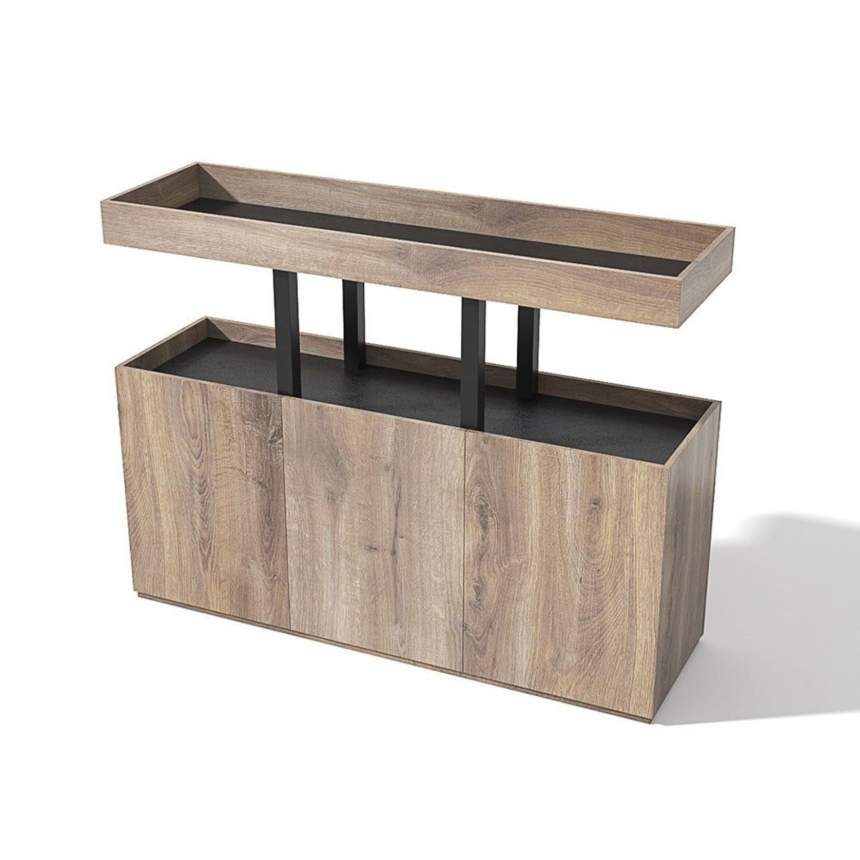 TRIBECA Credenza Cabinet 135cm - Warm Oak with Black gallery detail image