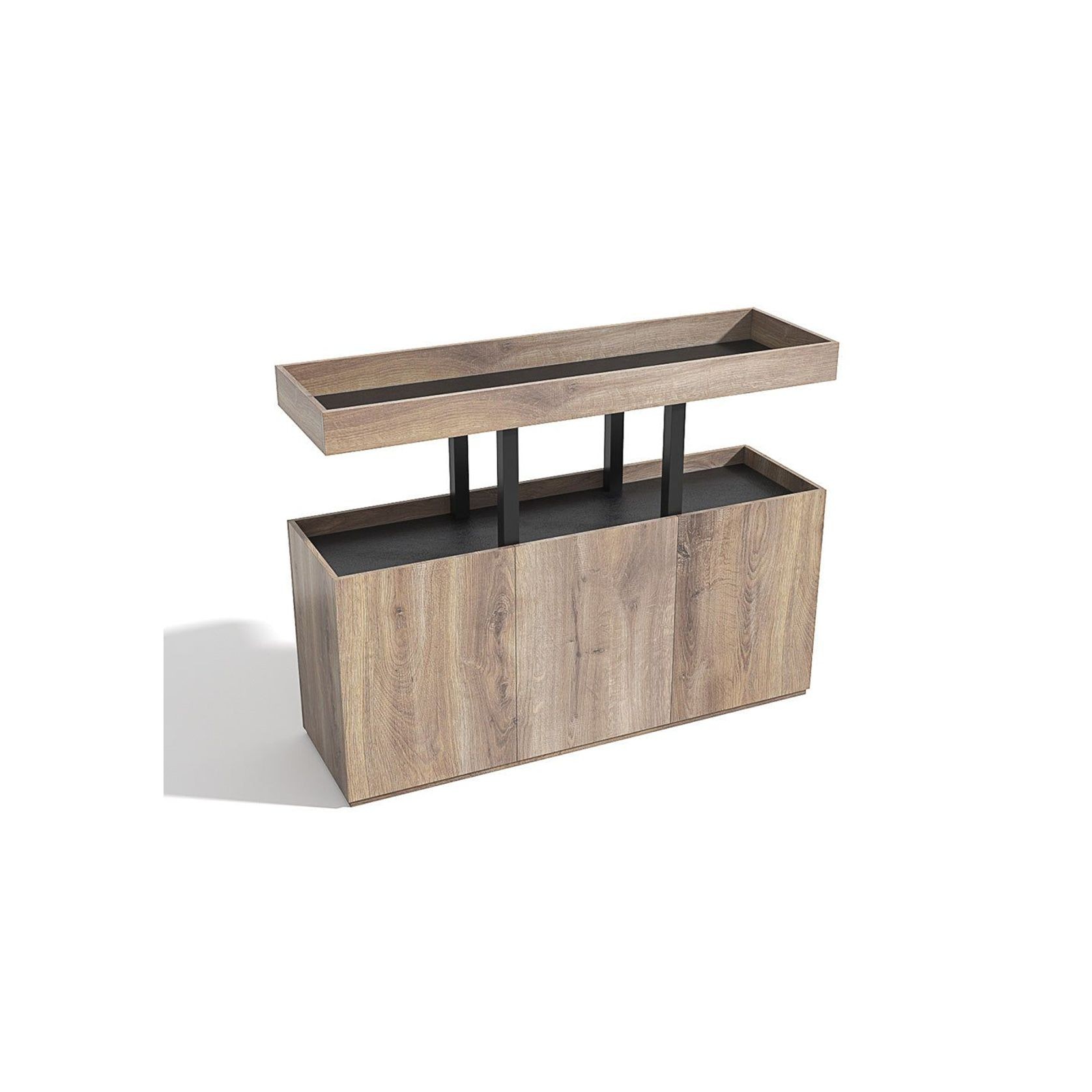 TRIBECA Credenza Cabinet 135cm - Warm Oak with Black gallery detail image