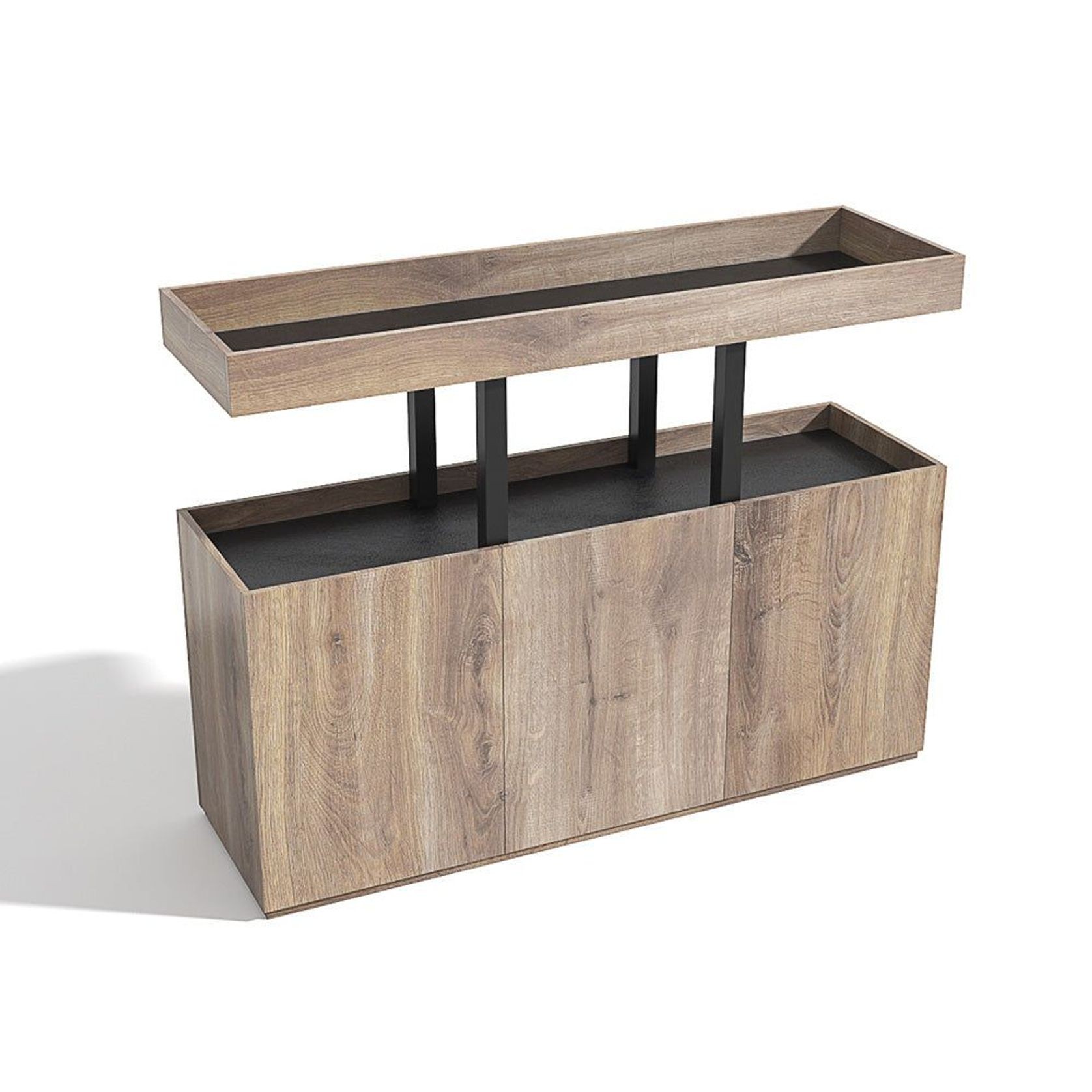 TRIBECA Credenza Cabinet 135cm - Warm Oak with Black gallery detail image