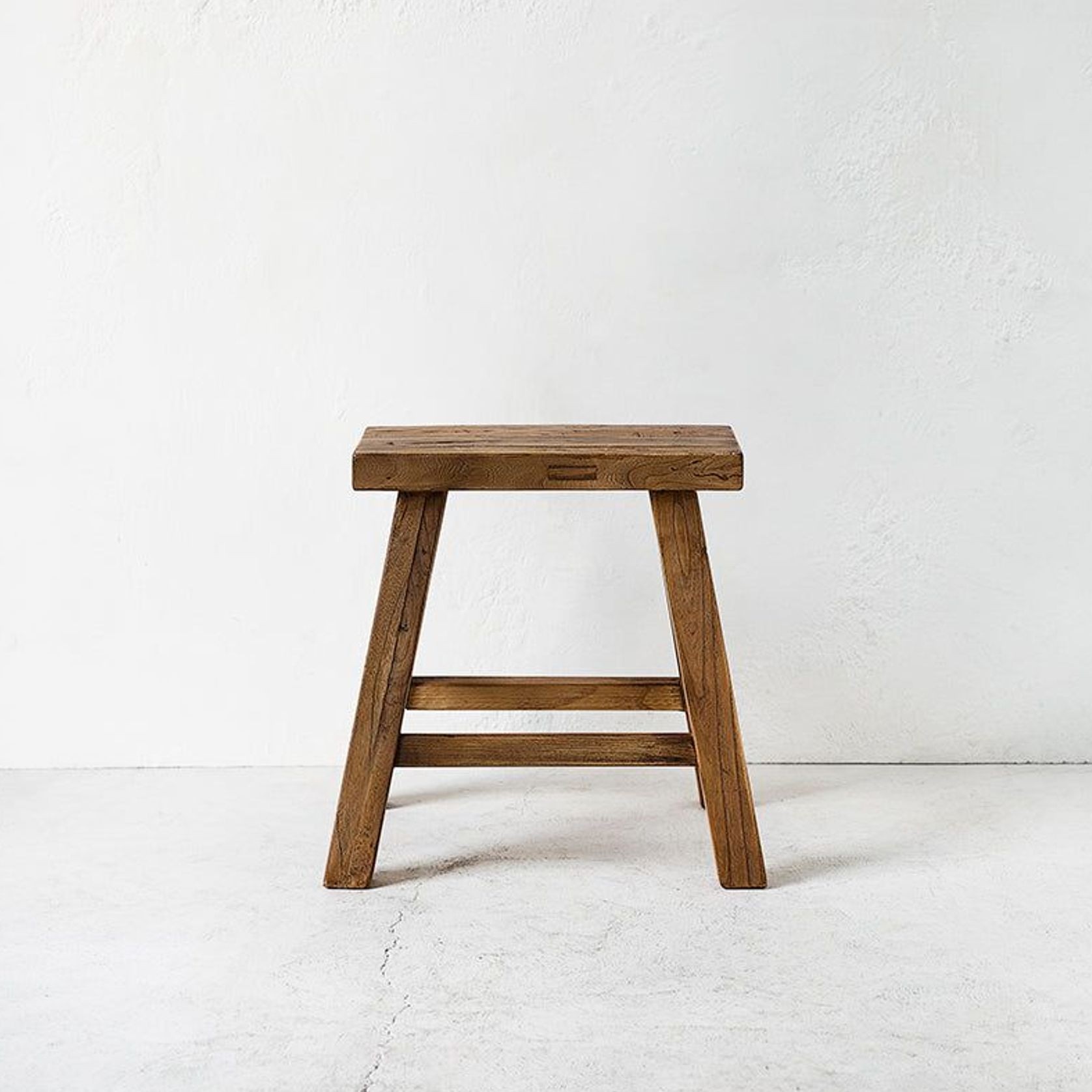 Recycled Elmwood Peasant Stool / Rectangle / Natural gallery detail image