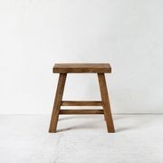 Recycled Elmwood Peasant Stool / Rectangle / Natural gallery detail image