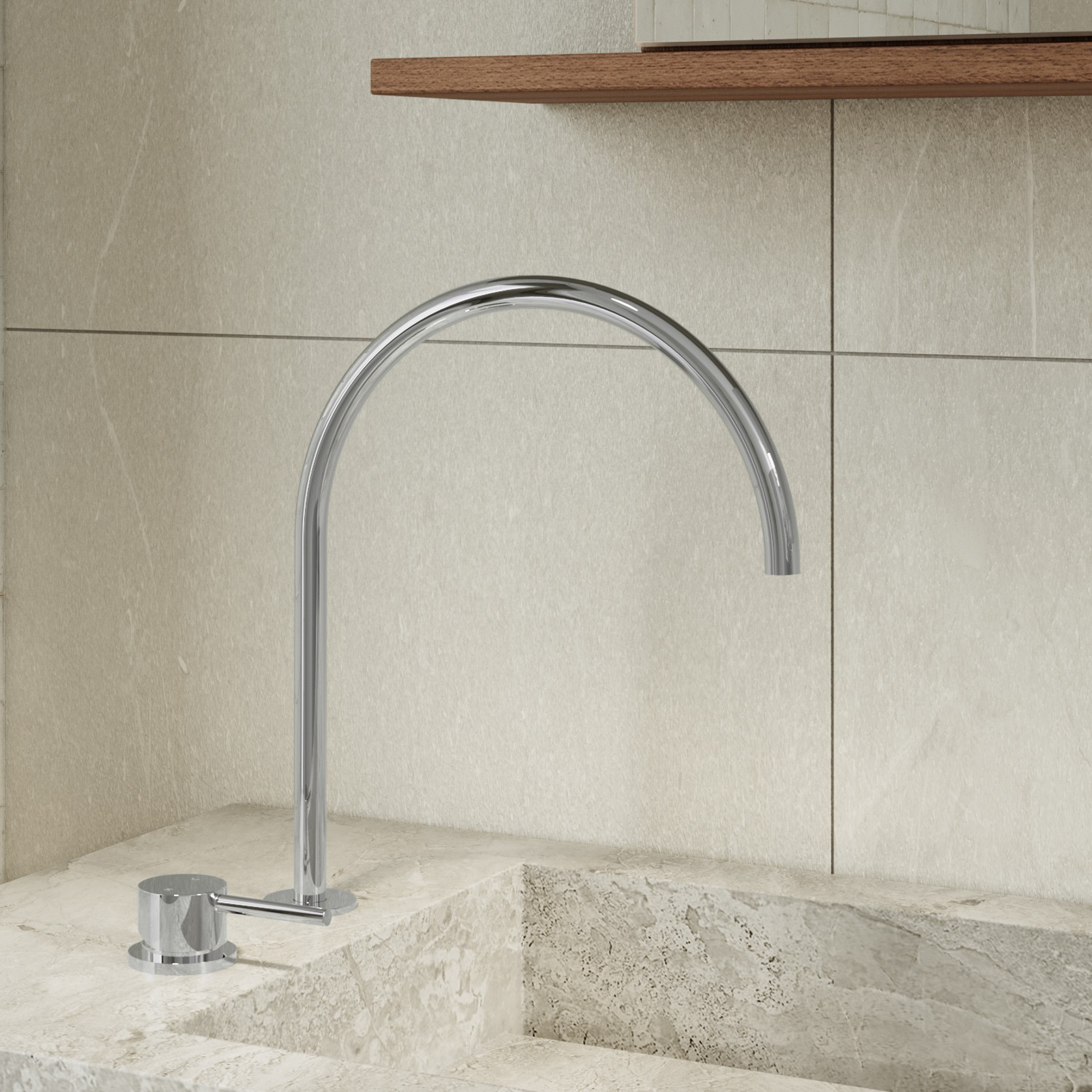 Elysian Bench-Mounted Mixer | Chrome gallery detail image