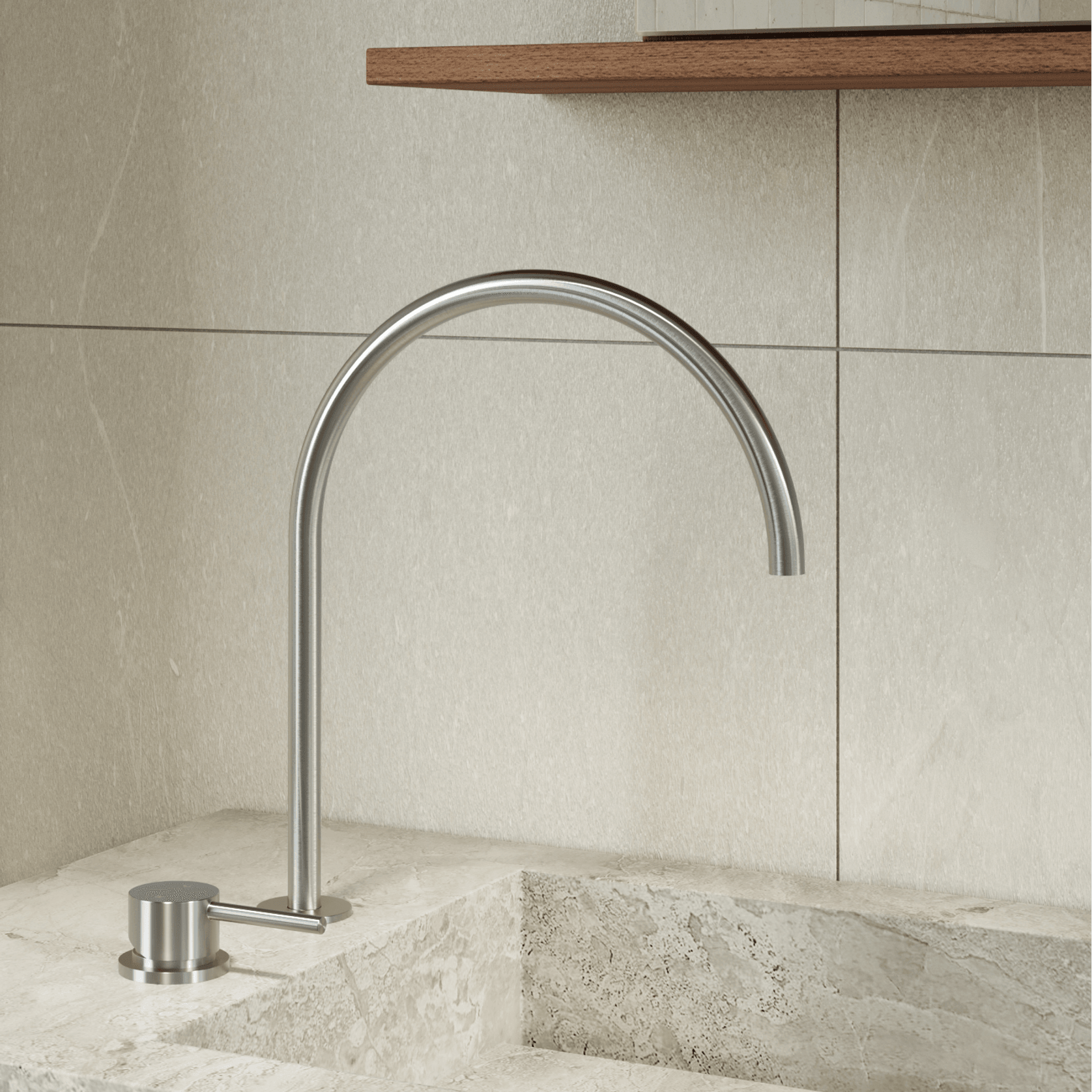 Elysian Bench-Mounted Mixer | Brushed Nickel gallery detail image