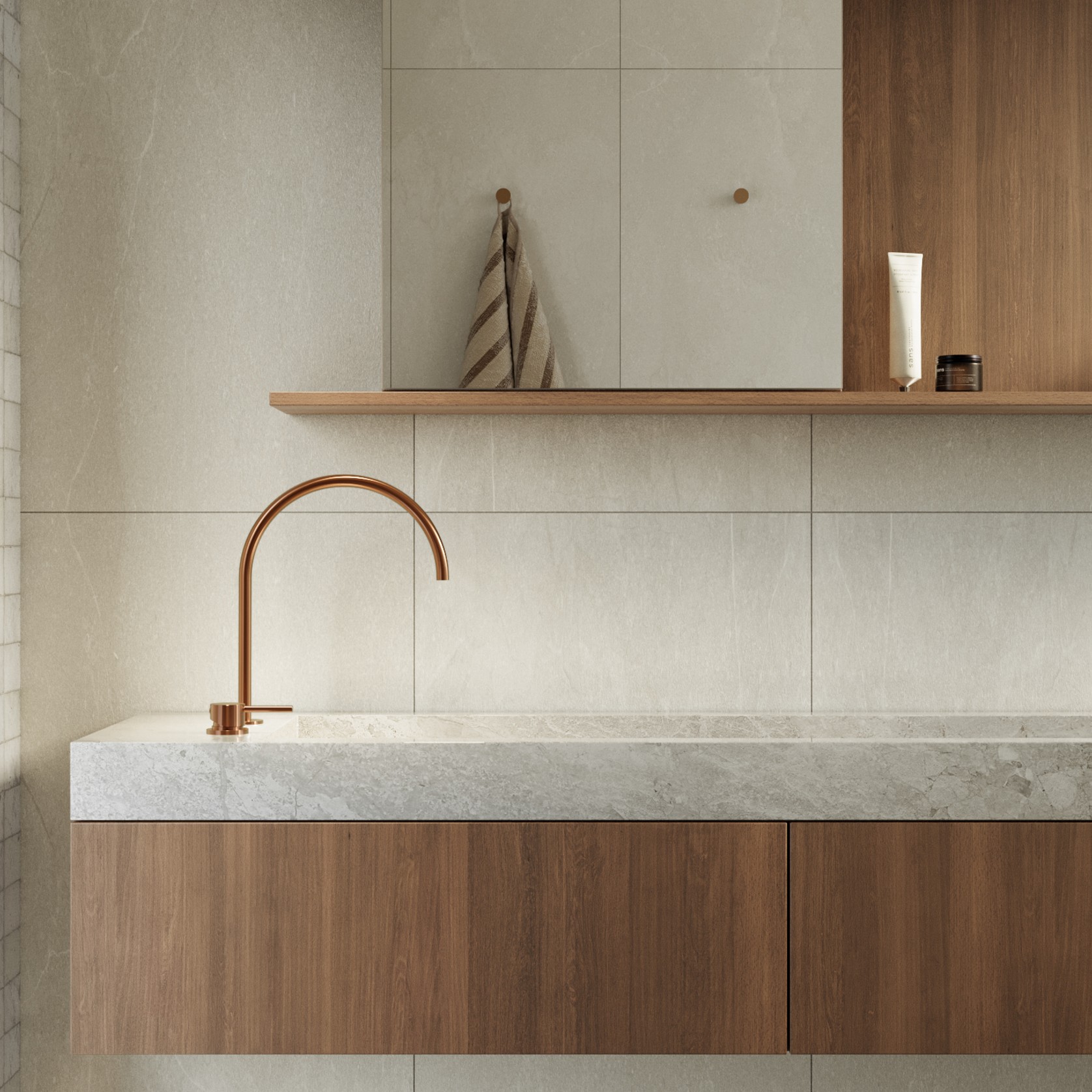 Elysian Bench-Mounted Mixer | Brushed Copper gallery detail image