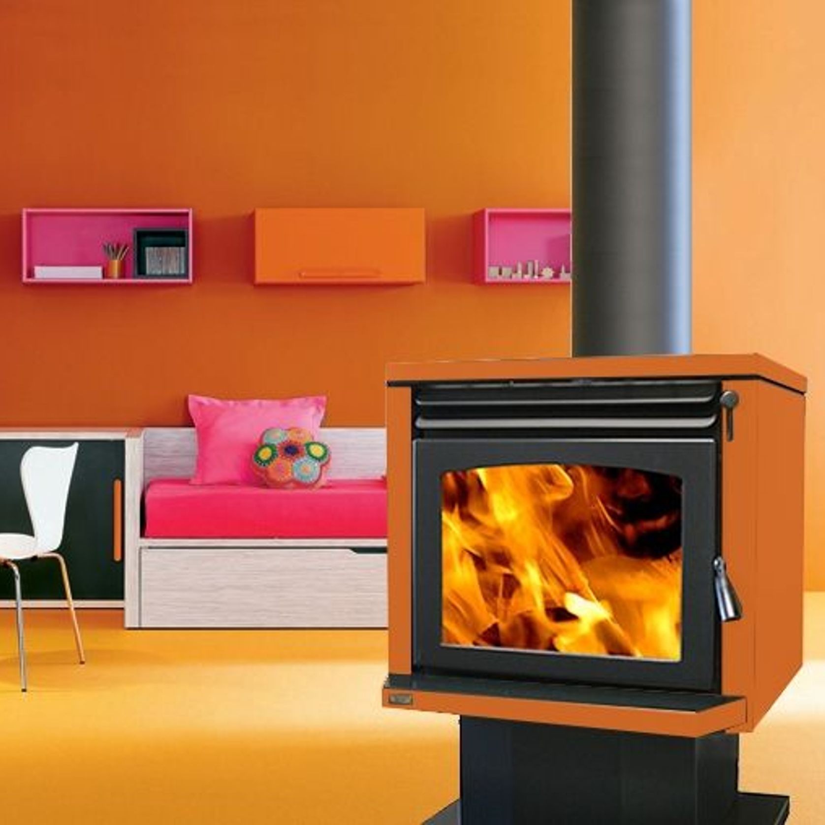 Ethos Genesis Freestanding Wood Fireplace gallery detail image