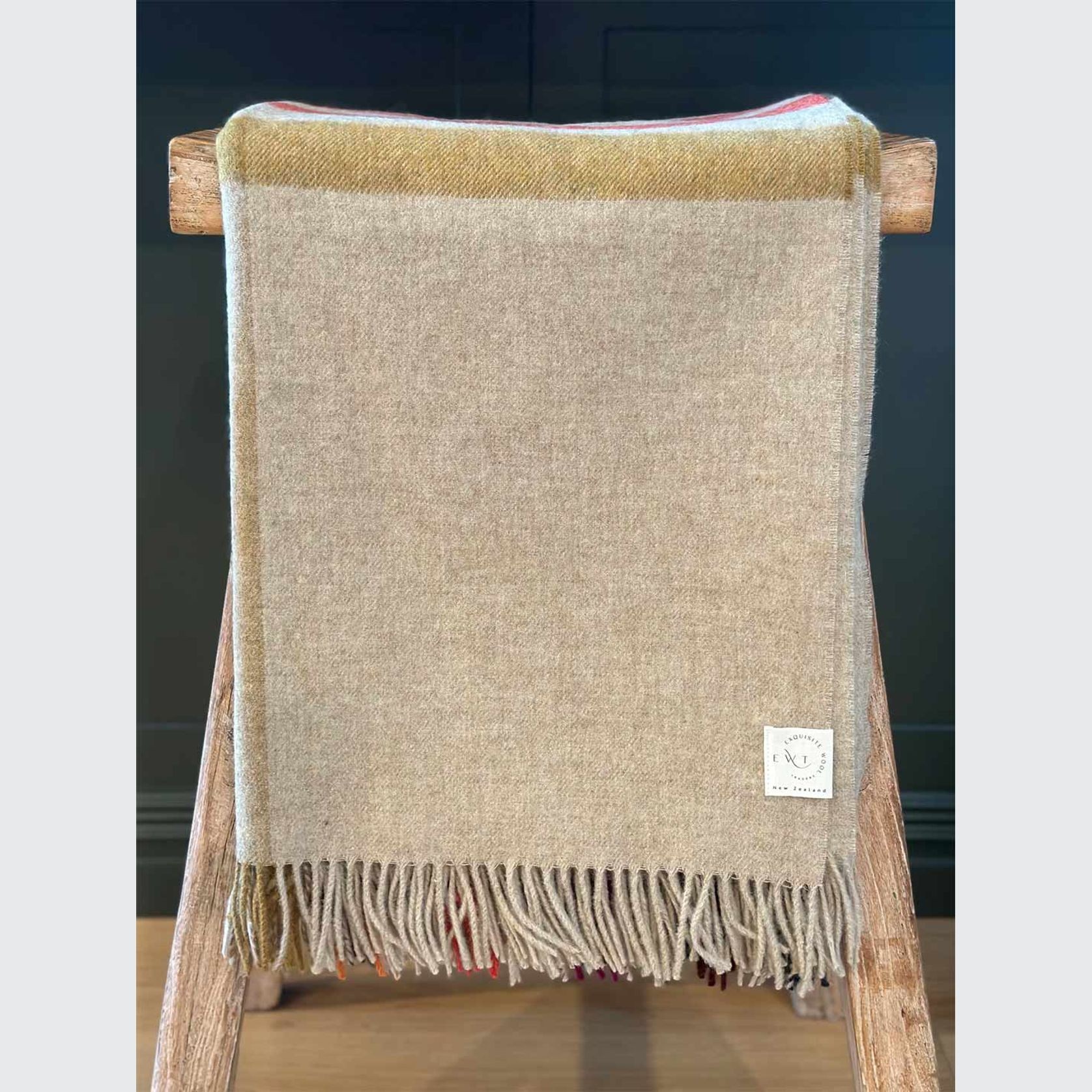 NZ Merino Throw Blanket - Henley Beige | 100% Pure Wool gallery detail image