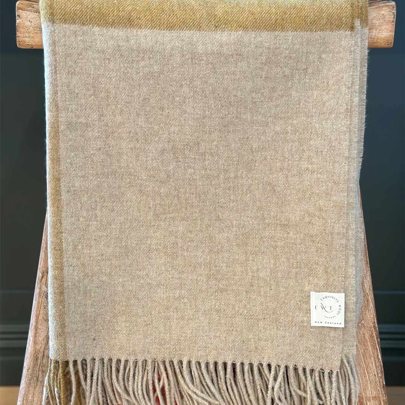 NZ Merino Throw Blanket - Henley Beige | 100% Pure Wool gallery detail image