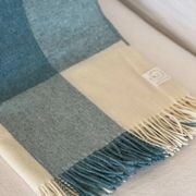 NZ Wool Throw - Checkboard, Aqua Blue | 100% Merino Wool gallery detail image