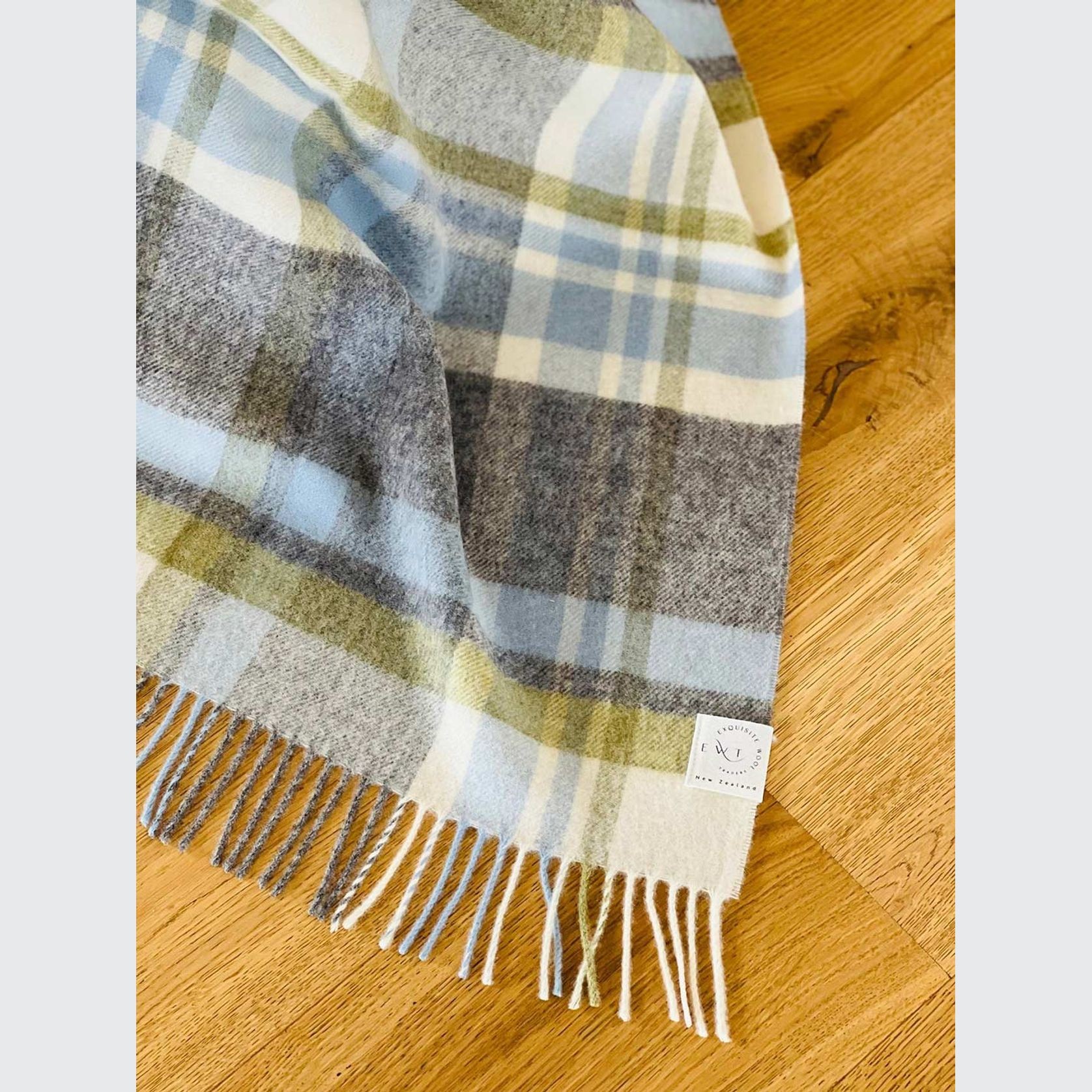 NZ Wool Throw - Portree Duck Egg | 100% Merino Wool gallery detail image