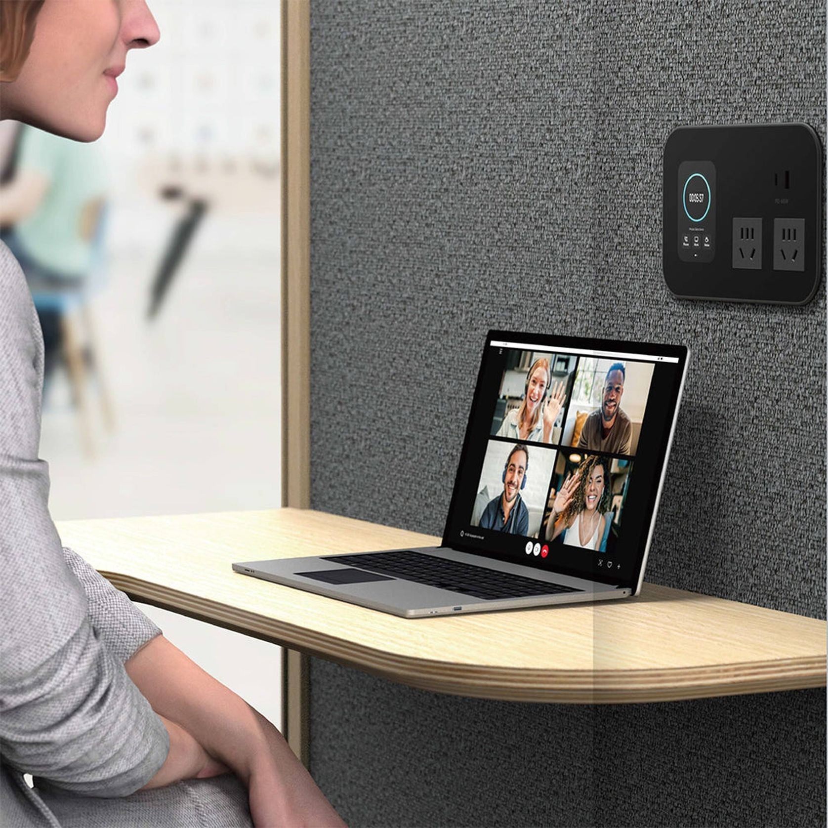 DUKE Single Seater Acoustic Office Silent Booth Pod - Green gallery detail image