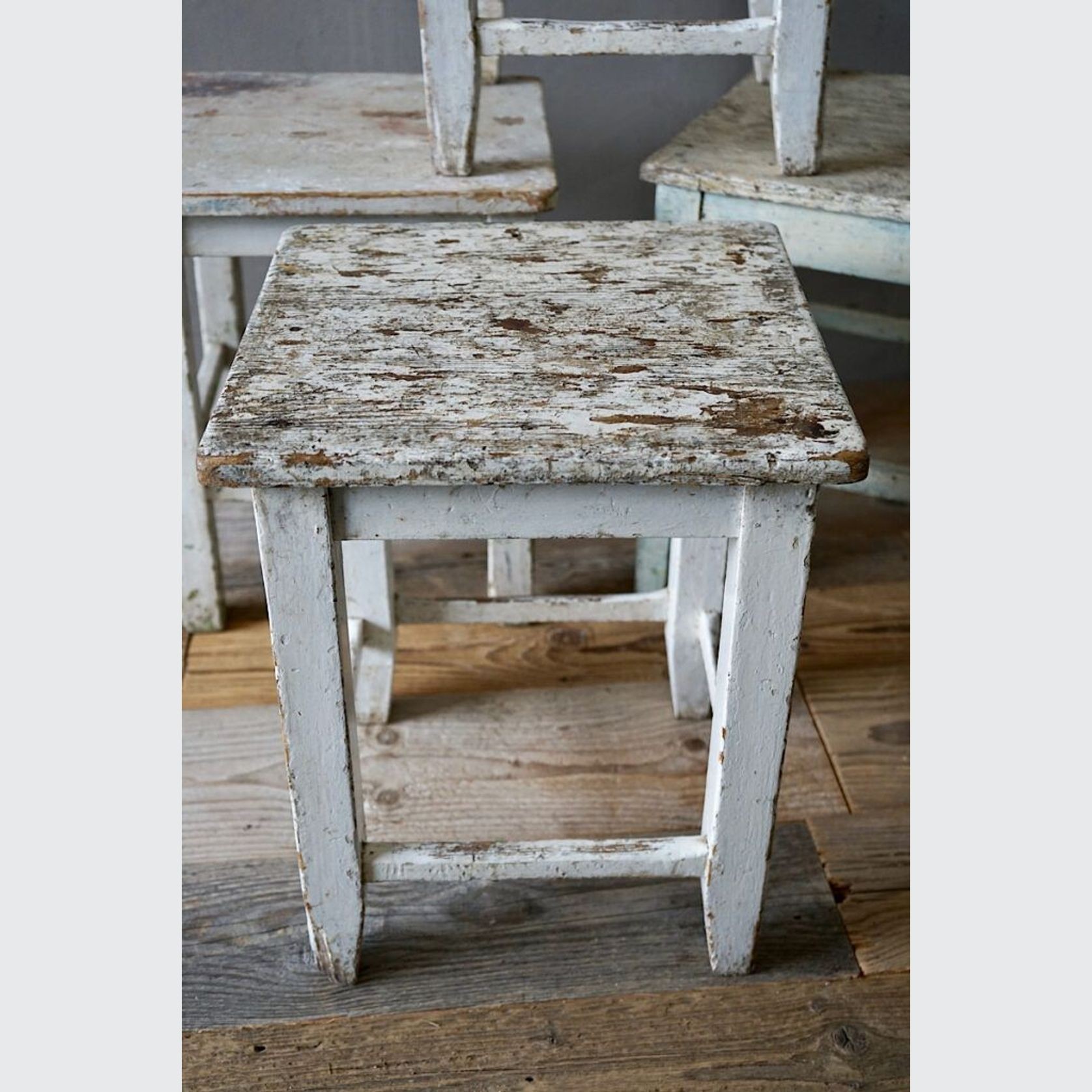 French Rustic Painted Stools gallery detail image