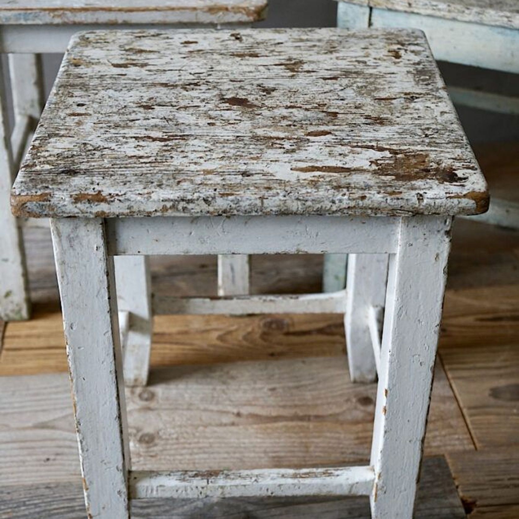 French Rustic Painted Stools gallery detail image