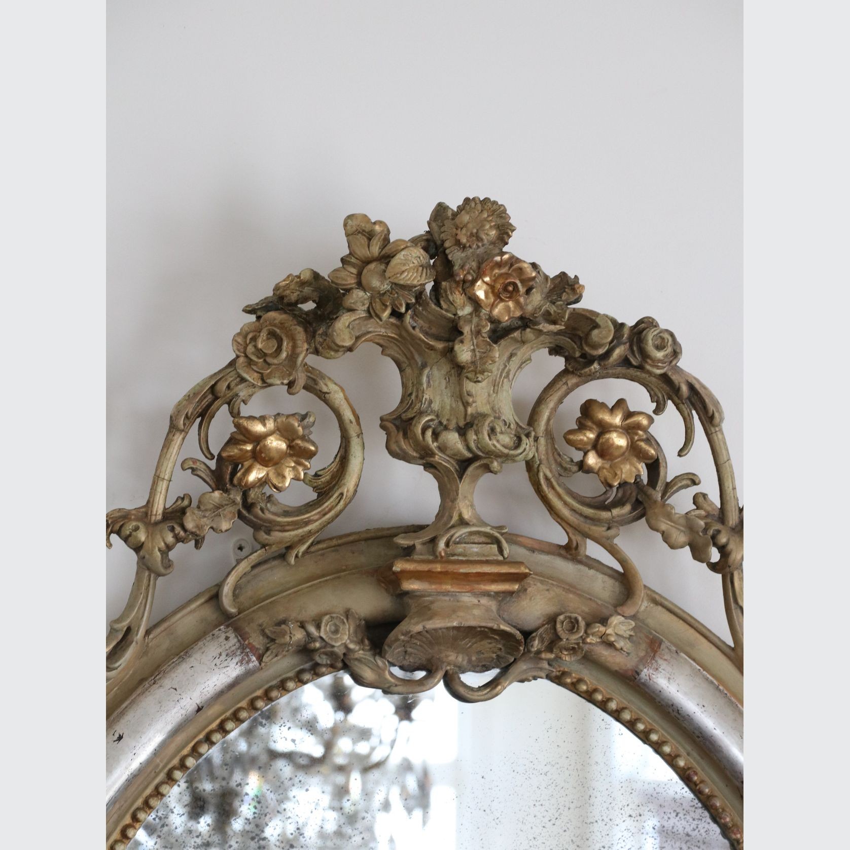 Louis Philippe Oval Silver Leaf Mirror In the Regency Style gallery detail image