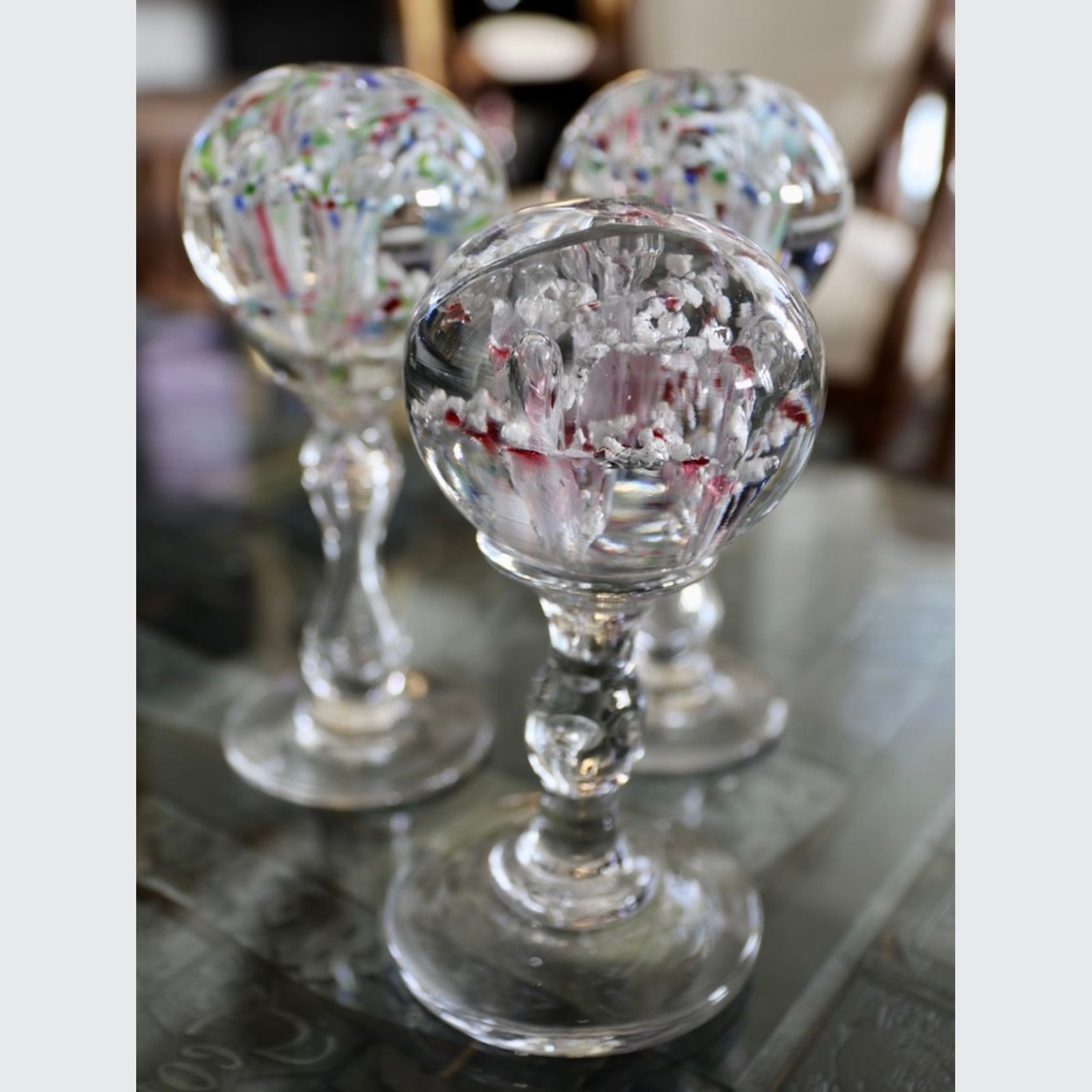 Collection of Antique Val St Lambert Footed Paperweights gallery detail image