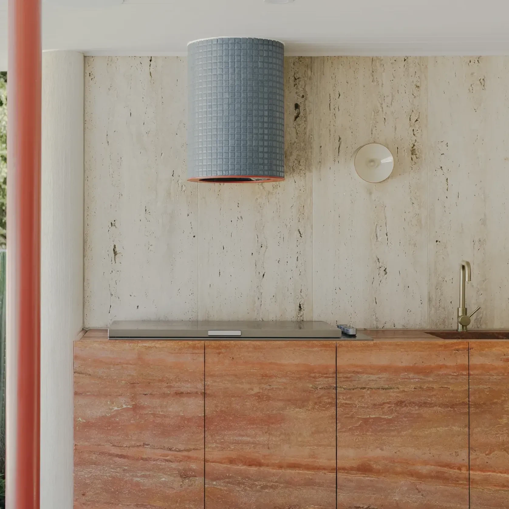 Persian Red Vein Cut Travertine Benchtop gallery detail image