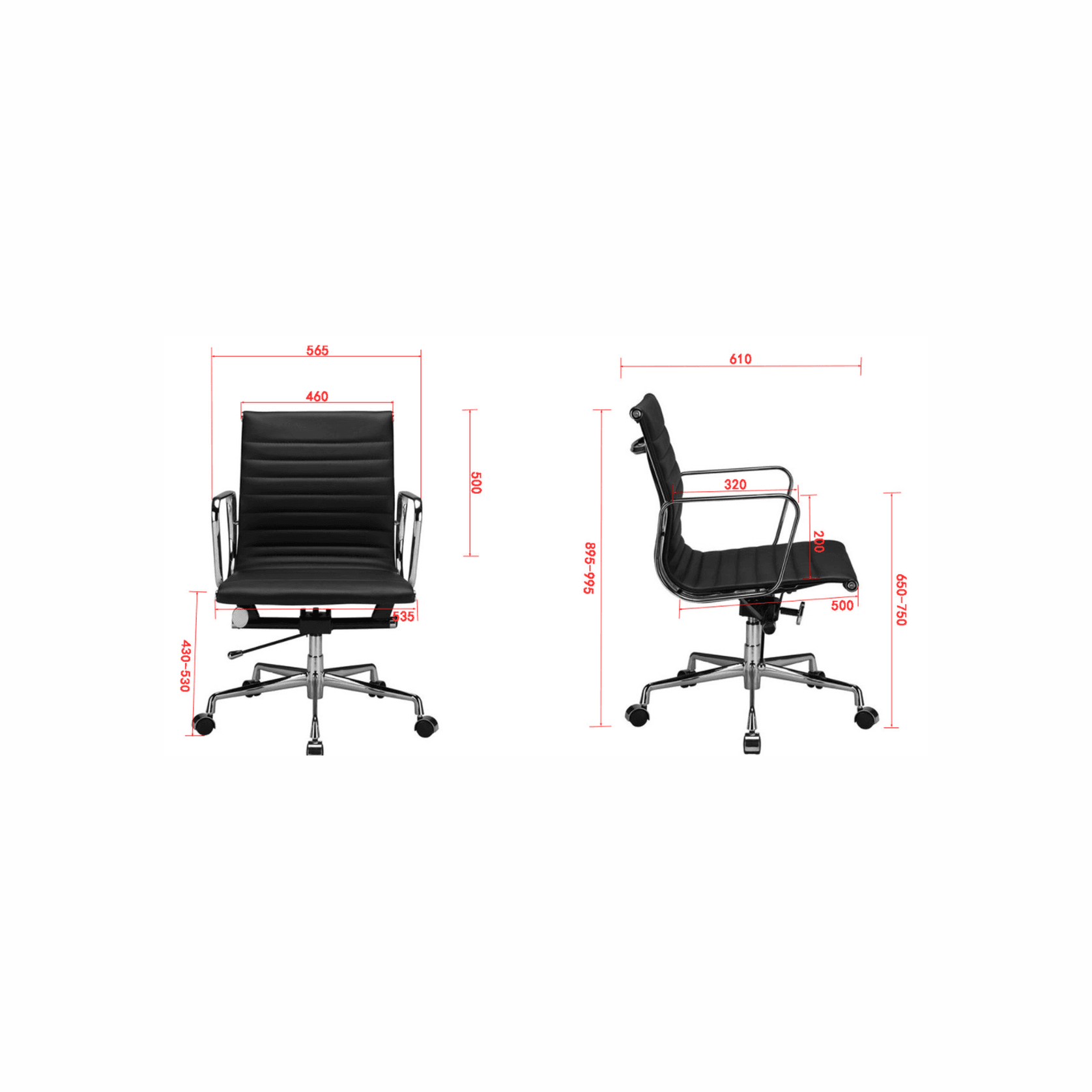 DAKIN Low Back Office Chair - White & Chrome gallery detail image