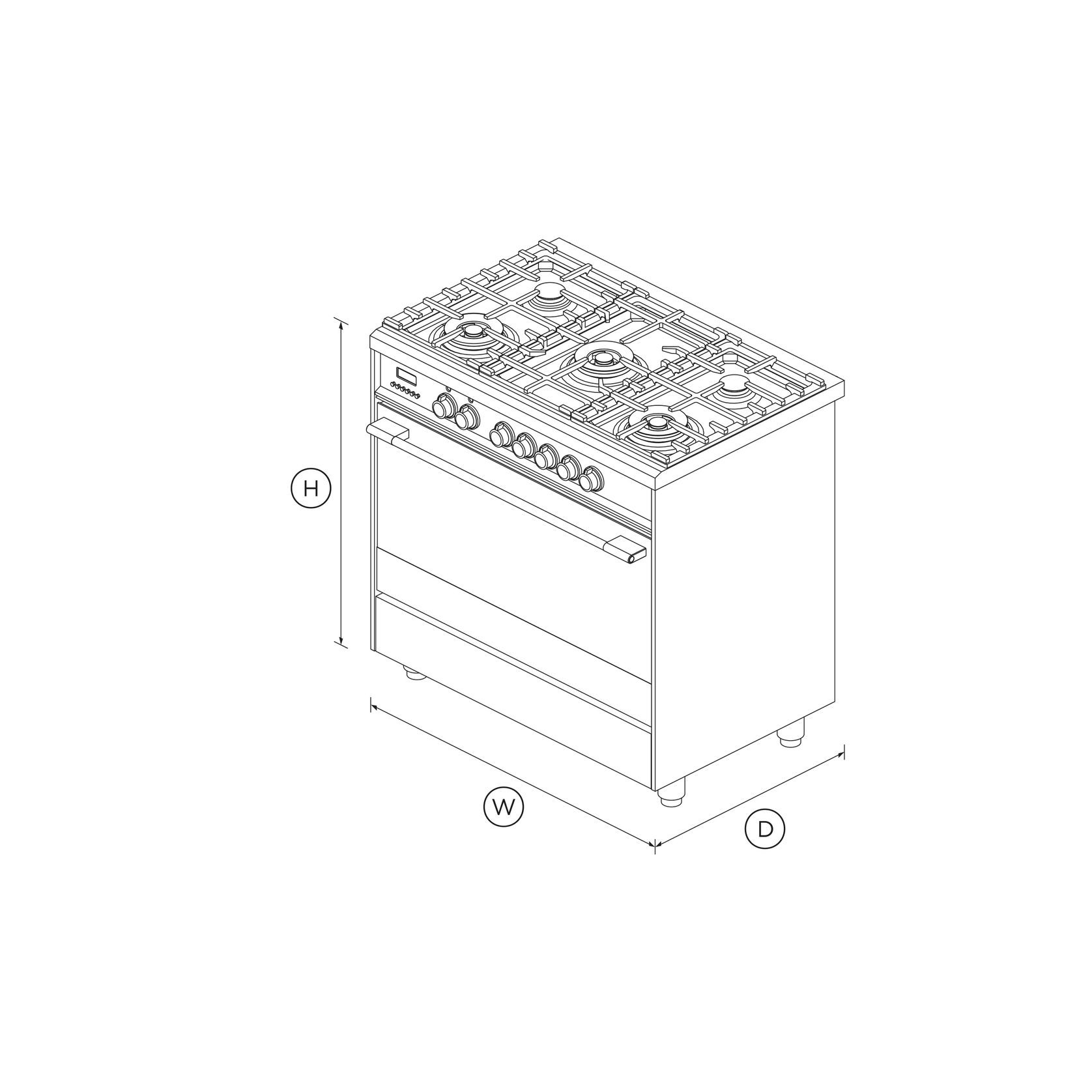 Freestanding Cooker, Dual Fuel, 90cm, 5 Burners, Stainless Steel gallery detail image