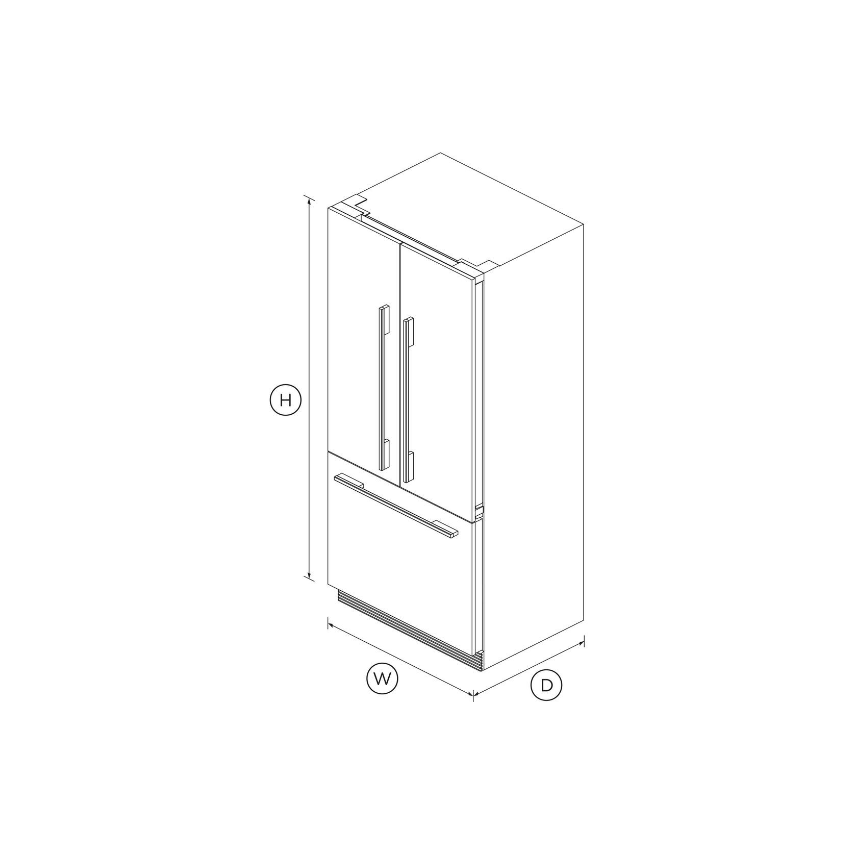 Integrated French Door Refrigerator Freezer, 80cm gallery detail image