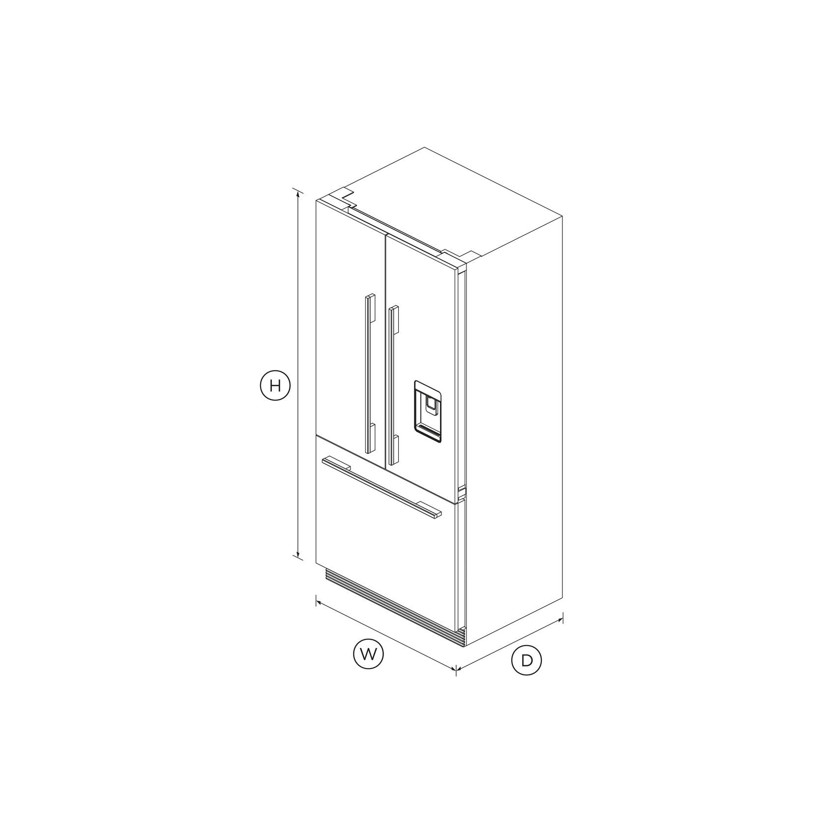 Integrated French Door Refrigerator Freezer, 80cm, Ice & Water gallery detail image