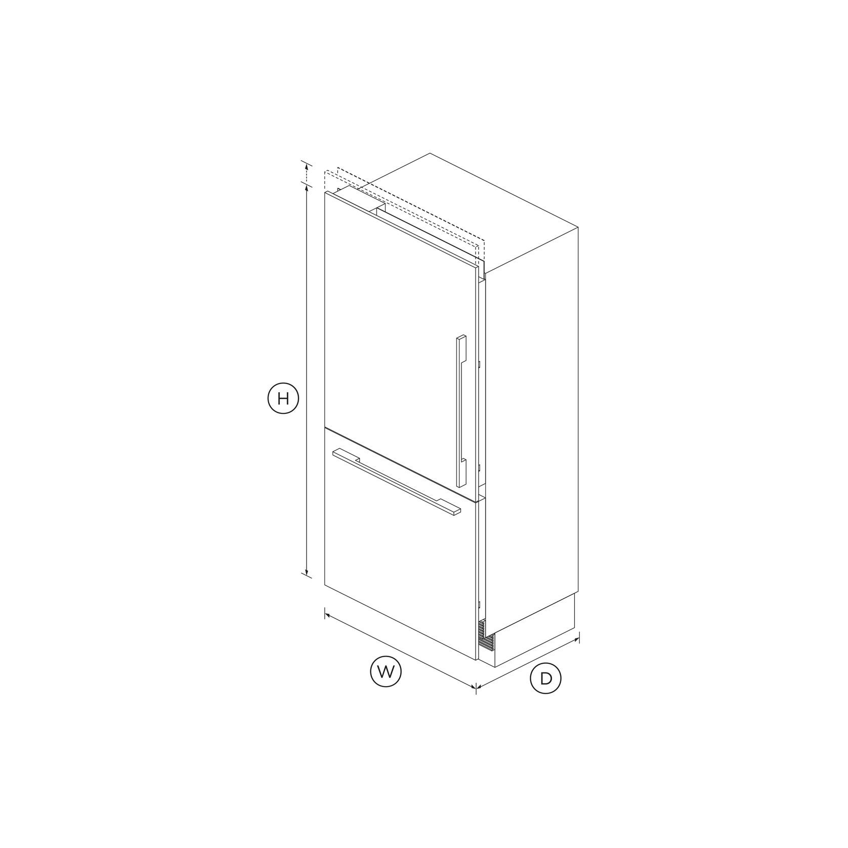 Integrated Refrigerator Freezer, 90.6cm, Ice, Left Hinge gallery detail image