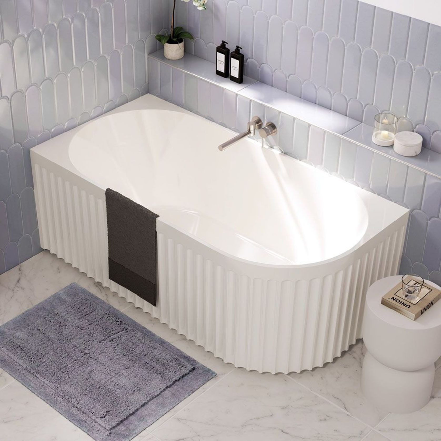 Eleanor Fluted Acrylic Corner Bath, 1500mm gallery detail image